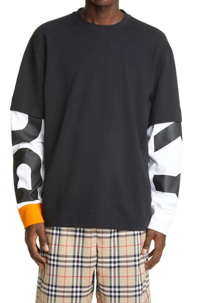 Shop Burberry Fernford Layered Long Sleeve T-shirt In Black