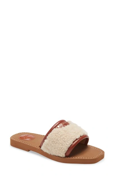 Shop Chloé Genuine Shearling Slide Sandal In Mild Beige