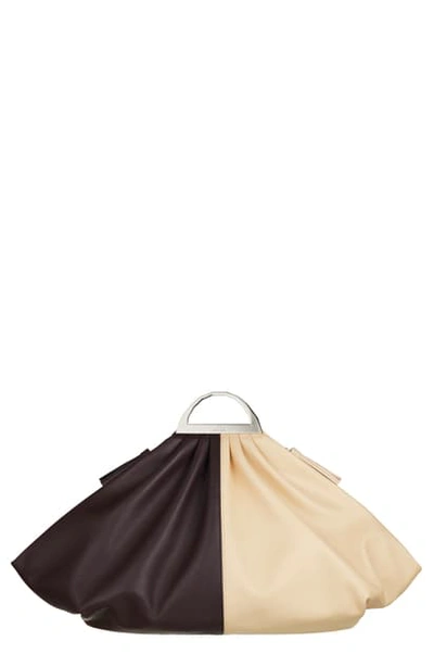 Shop The Volon Gabi Colorblock Leather Top Handle Bag In Chocolate/ Vanilla
