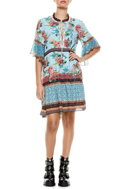 Shop Alice And Olivia Glory Tiered Ruffle Tunic Dress In Charisma Multi/ Combo