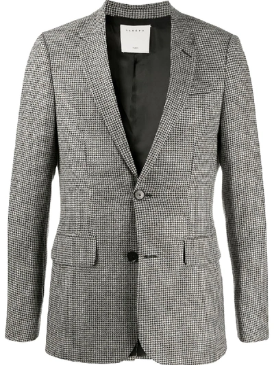 Shop Sandro Faux Shearling-lined Trucker Jacket In Grey