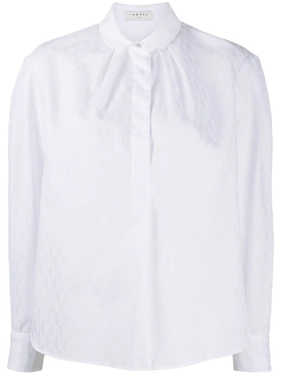 Shop Sandro Logo-jacquard Shirt In White