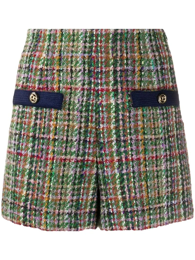 Shop Sandro Boucle Shorts In Green