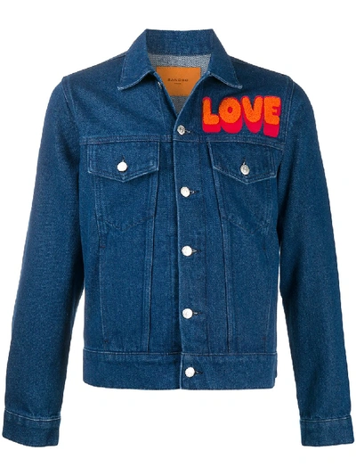 Shop Sandro Love Patch Denim Jacket In Blue