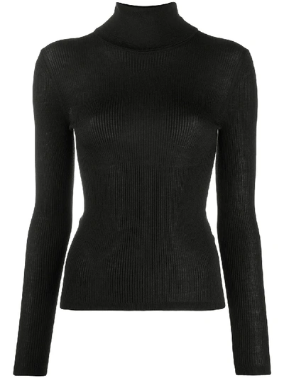 Shop Saint Laurent Fitted Rollneck Jumper In Black