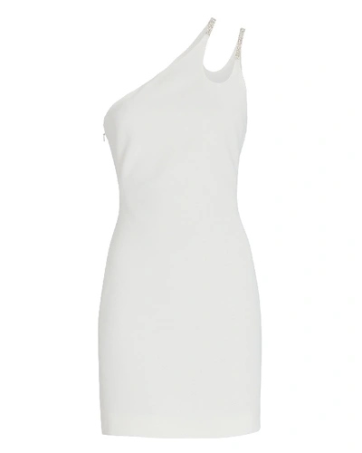 Shop David Koma Crystal Strap One-shoulder Mini Dress In White