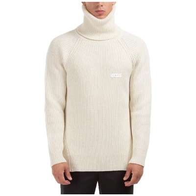 Shop Gcds Men's Polo Neck Turtleneck Jumper Sweater In White