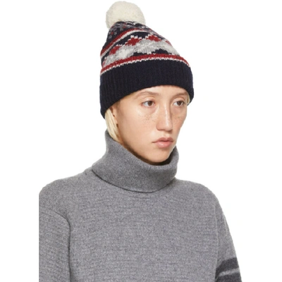 Shop Thom Browne Black Fair Isle Mohair Beanie In 960 Black