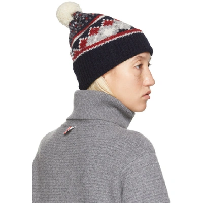 Shop Thom Browne Black Fair Isle Mohair Beanie In 960 Black