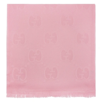 Shop Gucci Pink Wool Gg Scarf In 5800 Pink