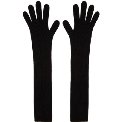 Shop Gucci Black Gg Long Gloves In 1000 Black