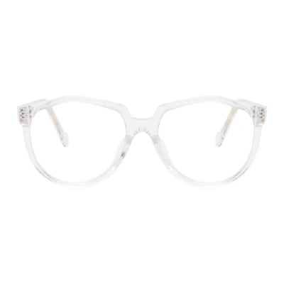 Shop Loewe Transparent Ovular Glasses In 026 Crystal