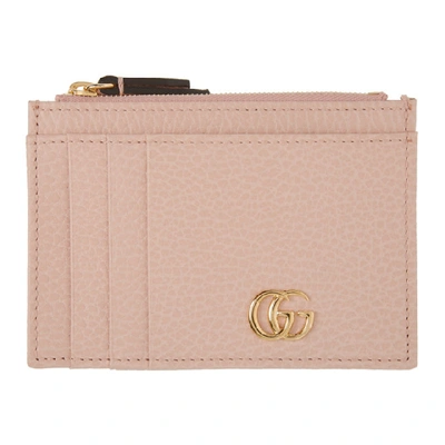 Shop Gucci Pink Gg Marmont Card Holder In 5909 Pink