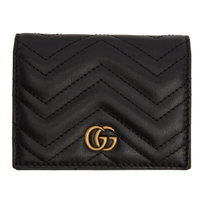 Shop Gucci Black Gg Marmont Card Case Wallet