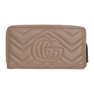 Shop Gucci Pink Gg Marmont Continental Wallet In Beige