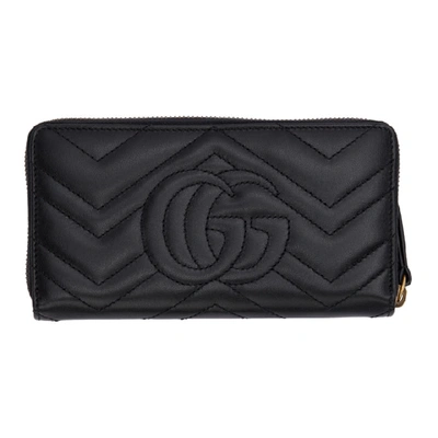 Shop Gucci Black Gg Marmont Continental Wallet In 1000 Black