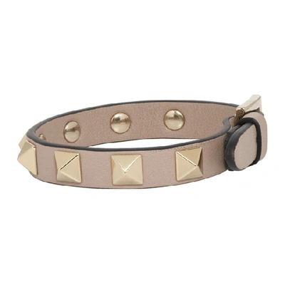 Shop Valentino Pink  Garavani Rockstud Bracelet In P45 Powder