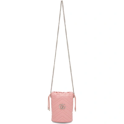 Shop Gucci Pink Mini Gg Marmont Bucket Bag In 5815 Pink