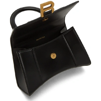 Shop Balenciaga Black Xs Hourglass Top Handle Bag In 1000 Black