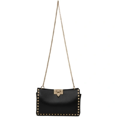 Shop Valentino Black  Garavani Small Rockstud Clutch Bag In 0no Black