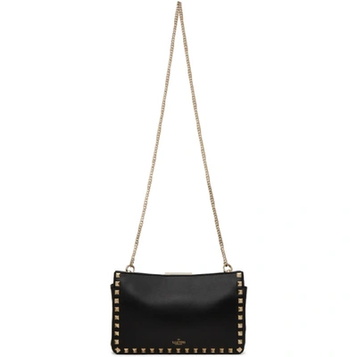 Shop Valentino Black  Garavani Small Rockstud Clutch Bag In 0no Black