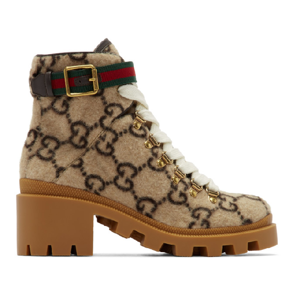 gucci trip gg wool combat boots