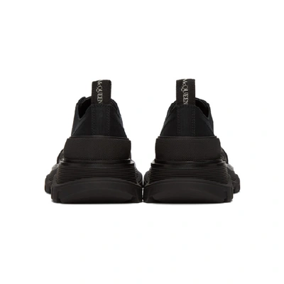 Shop Alexander Mcqueen Black Canvas Tread Slick Platform Low Sneakers In 1000 Black