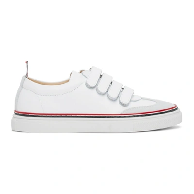Shop Thom Browne White Strap Low-top Trainers In 100 White