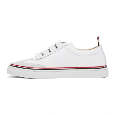 Shop Thom Browne White Strap Low-top Trainers In 100 White