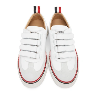 Shop Thom Browne White Strap Low-top Trainers In 100 White