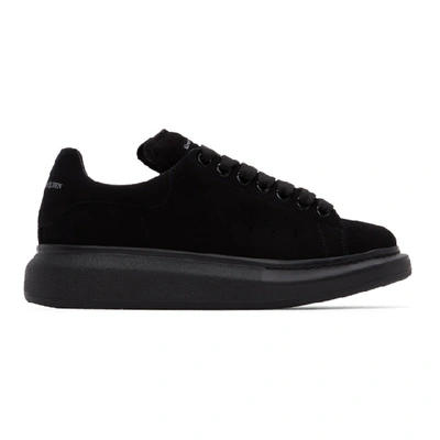 Shop Alexander Mcqueen Black Velvet Oversized Sneakers In 1000 Black