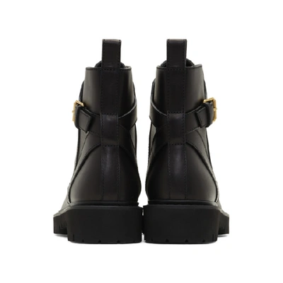Shop Valentino Black  Garavani Vlogo Combat Boots In 0no Nero
