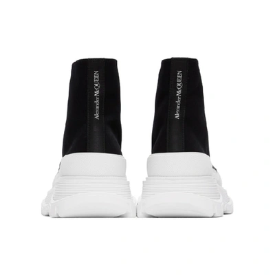 Shop Alexander Mcqueen Black Canvas Tread Slick Platform High Sneakers In 1070 Blk Wh