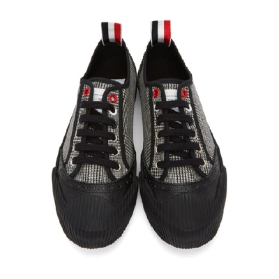 Shop Thom Browne Black And White Houndstooth Vulcanized Brogued Sneakers In 980 Blk/wht
