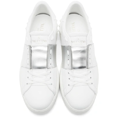 Shop Valentino White And Silver  Garavani Open Sneakers In 857 Silver