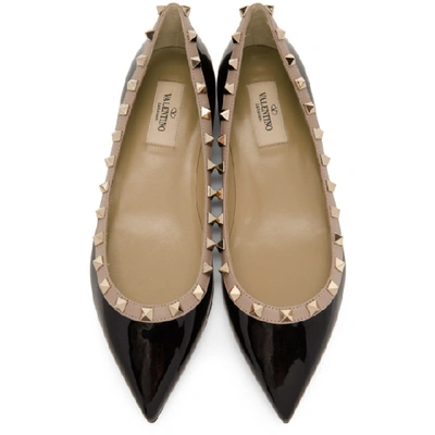 Valentino Garavani Rockstud Patent Leather Ballet Flats In Animal Print