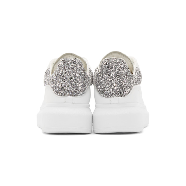 alexander mcqueen white & silver glitter oversized sneakers