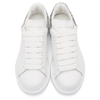 Shop Alexander Mcqueen Ssense Exclusive White & Silver Glitter Oversized Sneakers In 9071 Silver