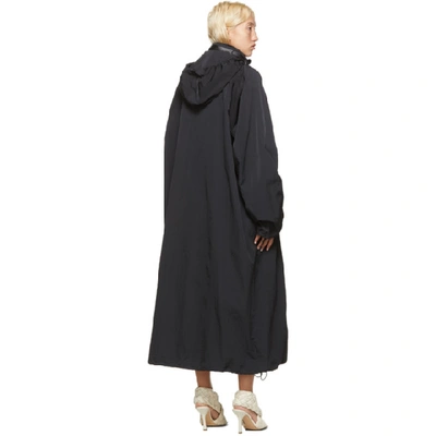 Shop Bottega Veneta Black Nylon Long Coat In 1000 Nero