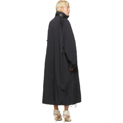 Shop Bottega Veneta Black Nylon Long Coat In 1000 Nero
