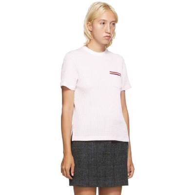 Shop Thom Browne Pink Striped Seersucker T-shirt In 640 Light P