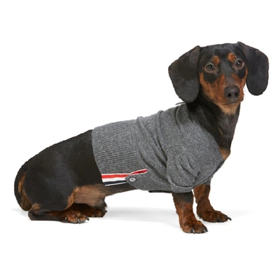 Shop Thom Browne Grey Cashmere 4-bar Dog Cardigan In 035 Grey