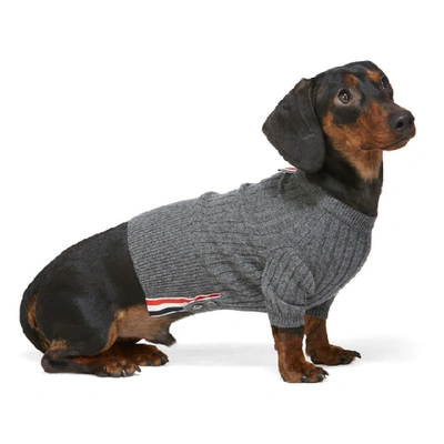 Shop Thom Browne Grey Cashmere 4-bar Rib Knit Dog Sweater In 035 Grey