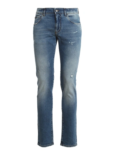 Shop Dolce & Gabbana Skinny Fit Stretch Denim Jeans In Medium Wash