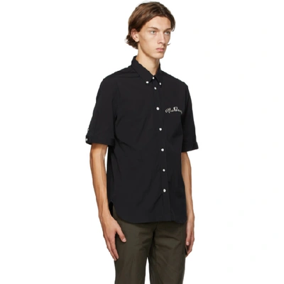 Shop Alexander Mcqueen Black Embroidered Logo Shirt In 1000 Black
