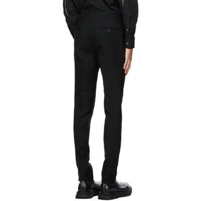 Shop Alexander Mcqueen Black Wool Slashed Seam Trousers In 1000 Black
