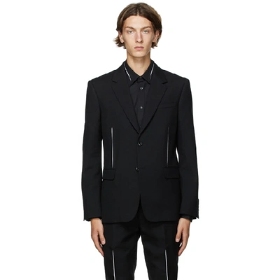 Shop Alexander Mcqueen Black Wool Slashed Blazer In 1000 Black