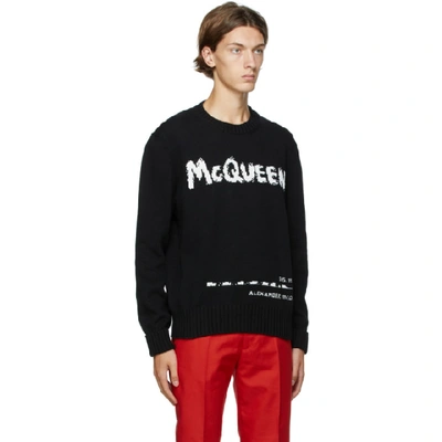 Shop Alexander Mcqueen Black & White Intarsia Logo Sweater In 1006 Blkwht