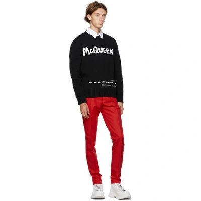 Shop Alexander Mcqueen Black & White Intarsia Logo Sweater In 1006 Blkwht