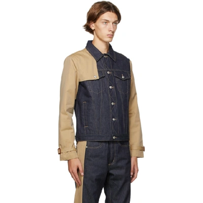 Shop Alexander Mcqueen Blue Denim Gabardine Sleeve Jacket In 4001 Bluwas